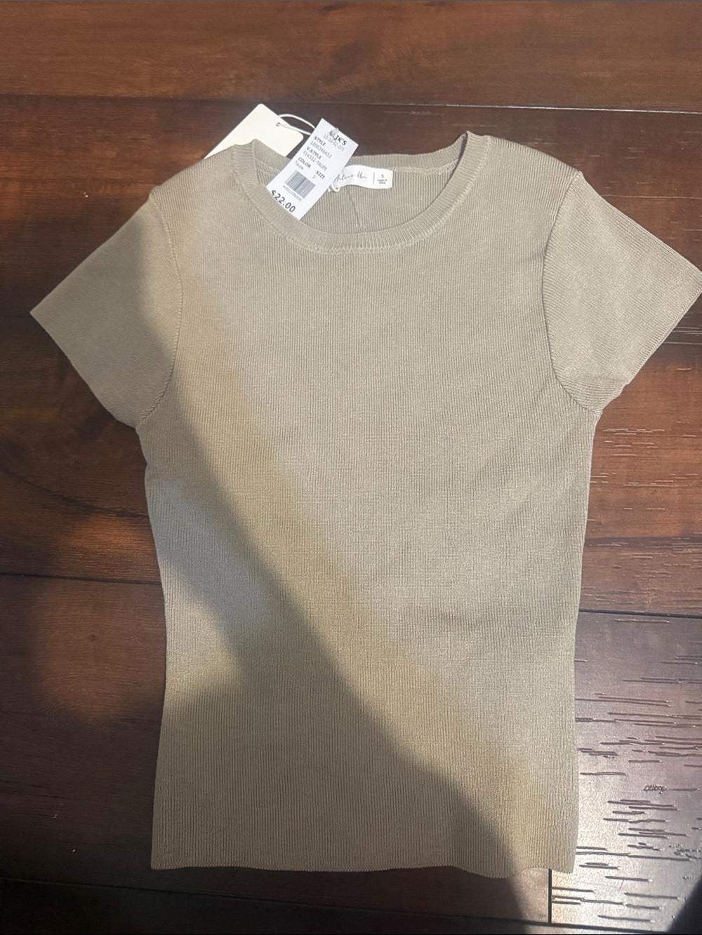 Active USA Short Sleeve Knit Top in Taupe